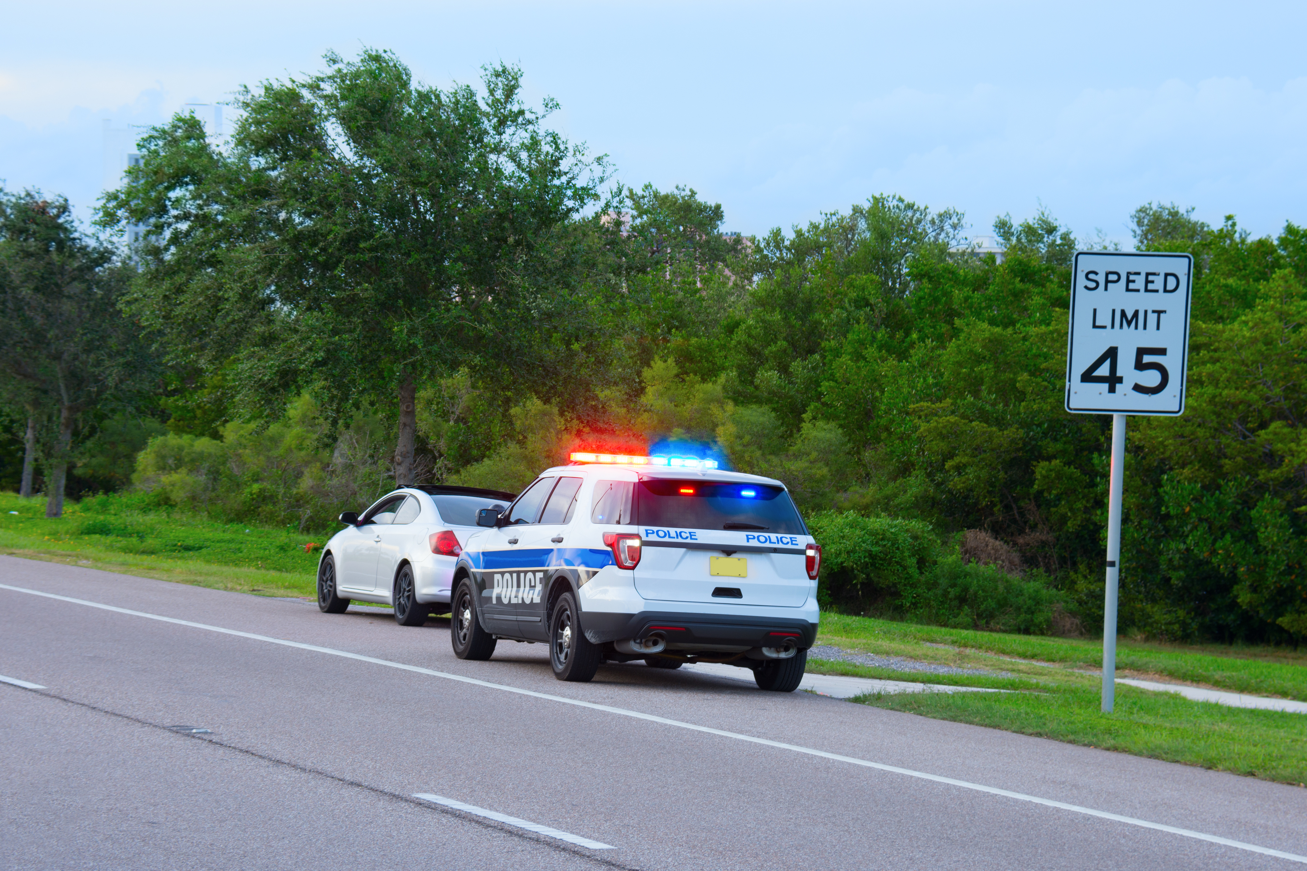 A driver pulled over for excessive speeding under Florida's new speeding laws - contact Peterford Law for legal advice!